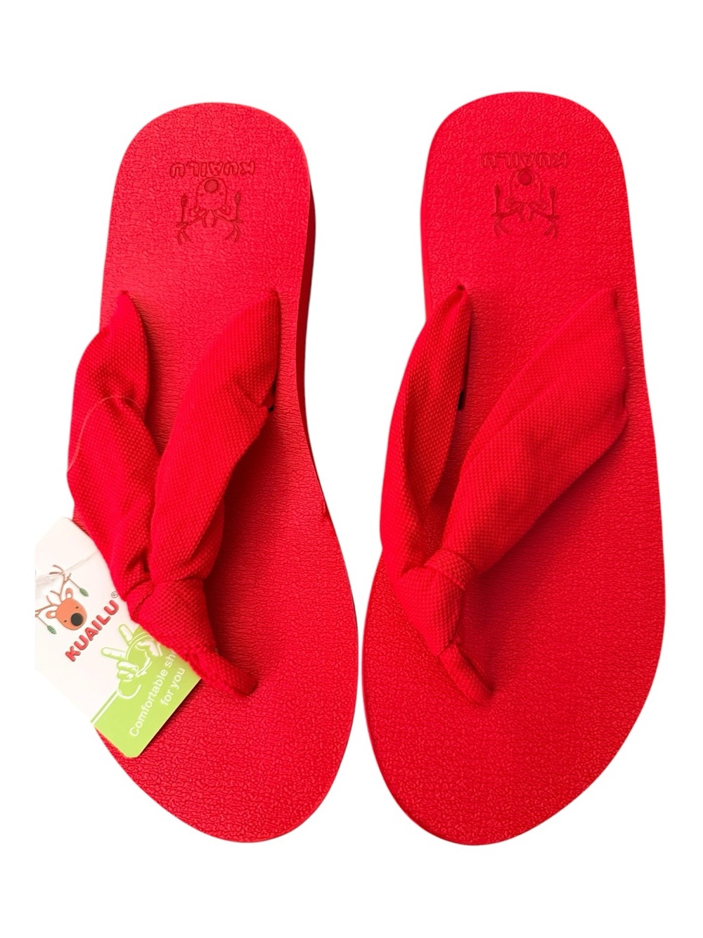 NWT Kuailu Knotted Fabric Strap Flip Flops summer beach casual collegiate sz 8.5